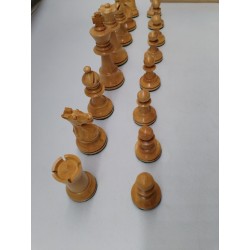Beau Jeu D'échecs Ancien Bois Vernis Feutrine Look Staunton Classique Chavet