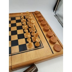 Grand Coffret Bois Jeux D'échecs Backgammon Tric Trac Jacquet Staunton Set...