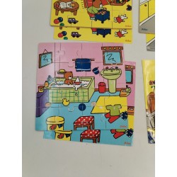 Vilac Lot De 4 Puzzles Bois 4 X 12 Pièces Petit Ours Brun Puzzle Jeu