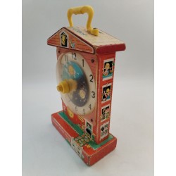 1969 Fisher Price Toys Music Box Teaching Clock School Horloge Boite A Musique