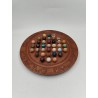 Grand Solitaire En Bois Sculpté Et Vrais Pierres Semi Précieuse Jeu