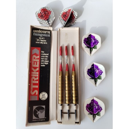 Coffret Unicorn 1988 Tungsten Striker Dart Fléchettes Complètes Lot De 3 Rose 