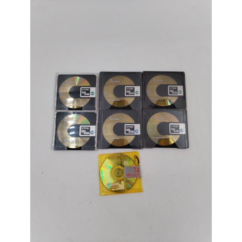 Lot De 7 Mini Disc Tdk BASF Md Digital Recordable 74 80 Lot De 7 Mini Disc Tdk BASF Md Digital Recordable 74 80