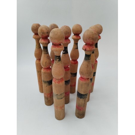 Jeu De 9 Quilles Jeux Bois Tourné Ancien