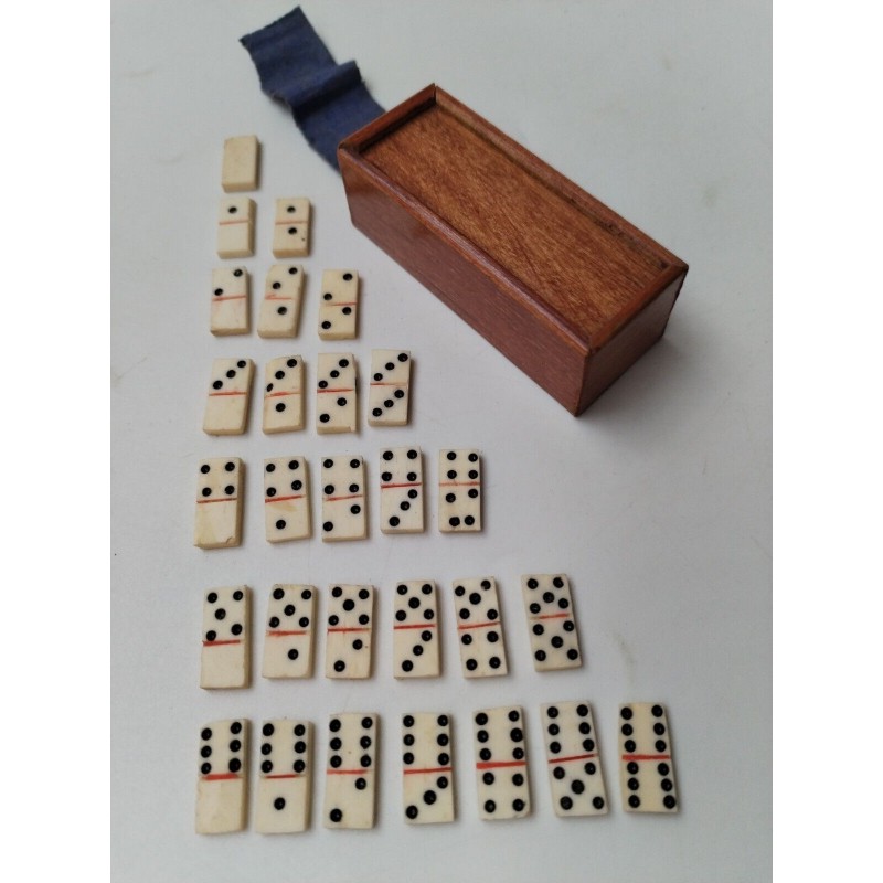 Miniature Jeu Ancien De Dominos Complet En Boîte Jeux Nouveaux Réunis Os Miniature Jeu Ancien De Dominos Complet En Boîte Jeux Nouveaux Réunis Os
