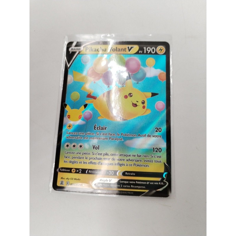 Pikachu Volant V 006/025 2021  Carte Pokémon Full Art Holo Reverse Nintendo...