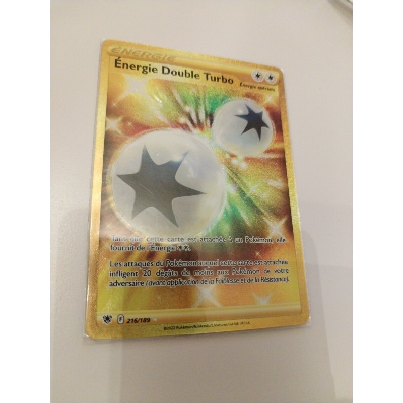 Énergie Double Turbo Spéciale Or 216/189 Carte Pokémon Jcc Holo Full Art Reverse
