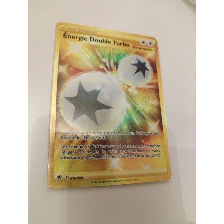 Énergie Double Turbo Spéciale Or 216/189 Carte Pokémon Jcc Holo Full Art Reverse