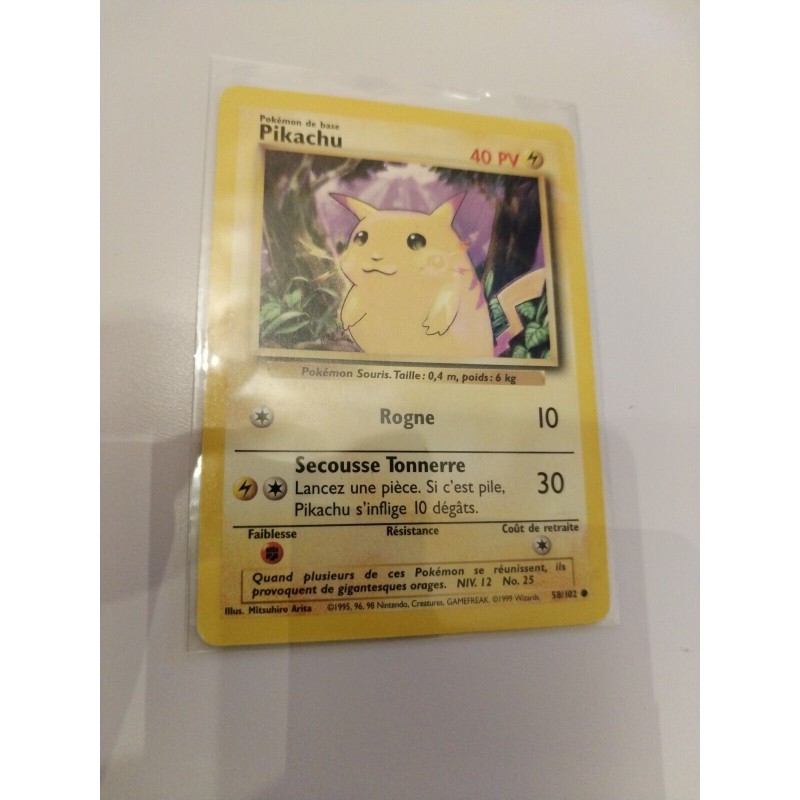 Pikachu 1999 Édition 2 58/102 Carte Pokémon No Holo Full Art Reverse Nintendo