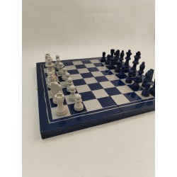 Jeux D'échecs En Bois Bleu Vs Gris Jeu Échec Coffret Pliant Plateau Échiquier