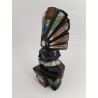 Statue Sculpté Obsidienne Noire Pierre Semi Précieuse Nacre Aztèque Incas...
