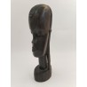 Buste Visage Statue Africaine Bois Ébène Sculpté Art Africain Tribu Statuette