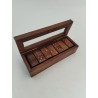 Beau Coffret Jeux De Dominos Double Six Domino Bois Et Métal Or Doré Jeu