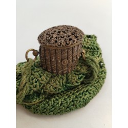 Ancien Sac A Main Français Soirée Tissu Crochet Laine Bourse Mendiant Fermoir...