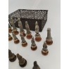 PIECES DE JEU D'ECHEC COMPLET METAL SOCLE BOIS STYLE MÉDIÉVAL Jeux Échecs Échec 
