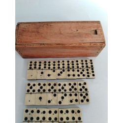 Jeu Dominos Ancien Double 6 Six Riveté Os Ébène 3 Rivets Jeux Anciens Domino