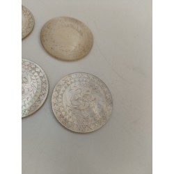 Lot De 5 Jetons Anciens Mises Nacre Gravé Ciselé Fleurs Poker Casino Jeu Jeux 