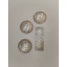 Lot De 4 Jetons Anciens Mises Nacre Gravé Ciselé Fleurs Poker Casino Jeu Jeux 