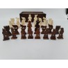 Jeu D'échecs Jeux Ancien Os Teinté Boite Bois Rangement Sculpté Main