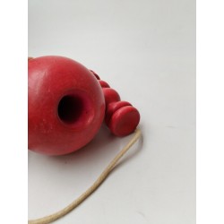 Bilboquet Rouge En Bois Peint 20 Cms Jouet Ancien