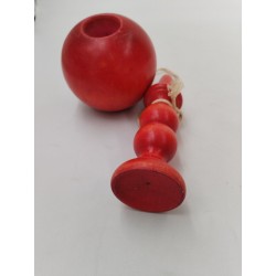 Bilboquet Bois Tourné Rouge Teinté Jeu 20 Cm Jouet Équilibre Jeux Anciens