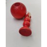Bilboquet Bois Tourné Rouge Teinté Jeu 20 Cm Jouet Équilibre Jeux Anciens