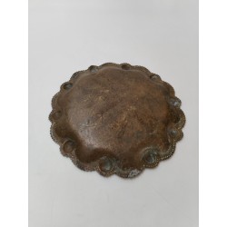 Plateau Oriental En Laiton Ou Bronze Martelé Ciselé Thé Dessous De Plat Art 