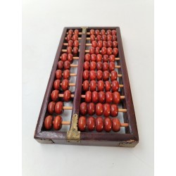 Boulier Bois Ancien Abacus Red Lion Lotus Flower Brand 13 Tiges Bambou 91 Perles