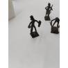 Lot De 9 Statuettes Scène De Village Africains Métal Laiton ? Villageois