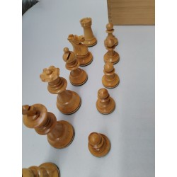 Beau Jeu D'échecs Ancien Bois Vernis Feutrine Look Staunton Classique Chavet