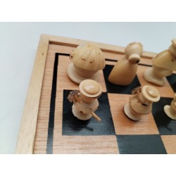 Jeu D'échecs Artisanal Sculpté Main Jeu Échec Villageois Tribu
