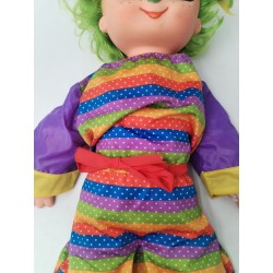 Grande Poupée Ancienne 70 Cm Peluche Clown Rigolo Multicolore Jouet Doudou