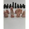 Jeux D'échecs 32 Pièces En Marbre Rose Et Noir Sculpté Aztèques Incas Jeu Echec