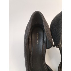 Balenciaga Taille 40 Escarpins A Talons Noir Velours Tissus Flex Pointe Knife Bb