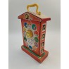 1969 Fisher Price Toys Music Box Teaching Clock School Horloge Boite A Musique