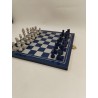 Jeux D'échecs En Bois Bleu Vs Gris Jeu Échec Coffret Pliant Plateau Échiquier