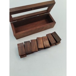 Beau Coffret Jeux De Dominos Double Six Domino Bois Et Métal Or Doré Jeu