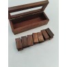 Beau Coffret Jeux De Dominos Double Six Domino Bois Et Métal Or Doré Jeu