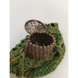 Ancien Sac A Main Français Soirée Tissu Crochet Laine Bourse Mendiant Fermoir...