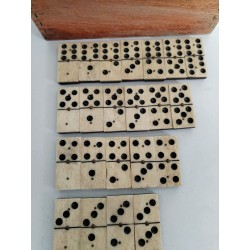 Jeu Dominos Ancien Double 6 Six Riveté Os Ébène 3 Rivets Jeux Anciens Domino